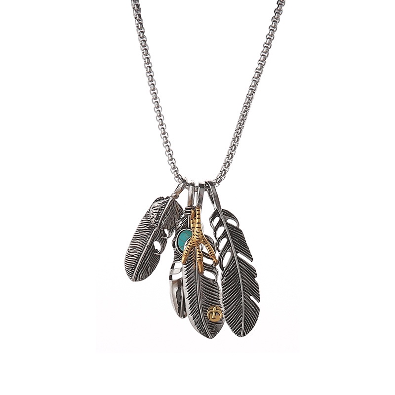 Feather Necklace Accessories Trendy Hip Hop Simple Pendant Fashion Korean Chain