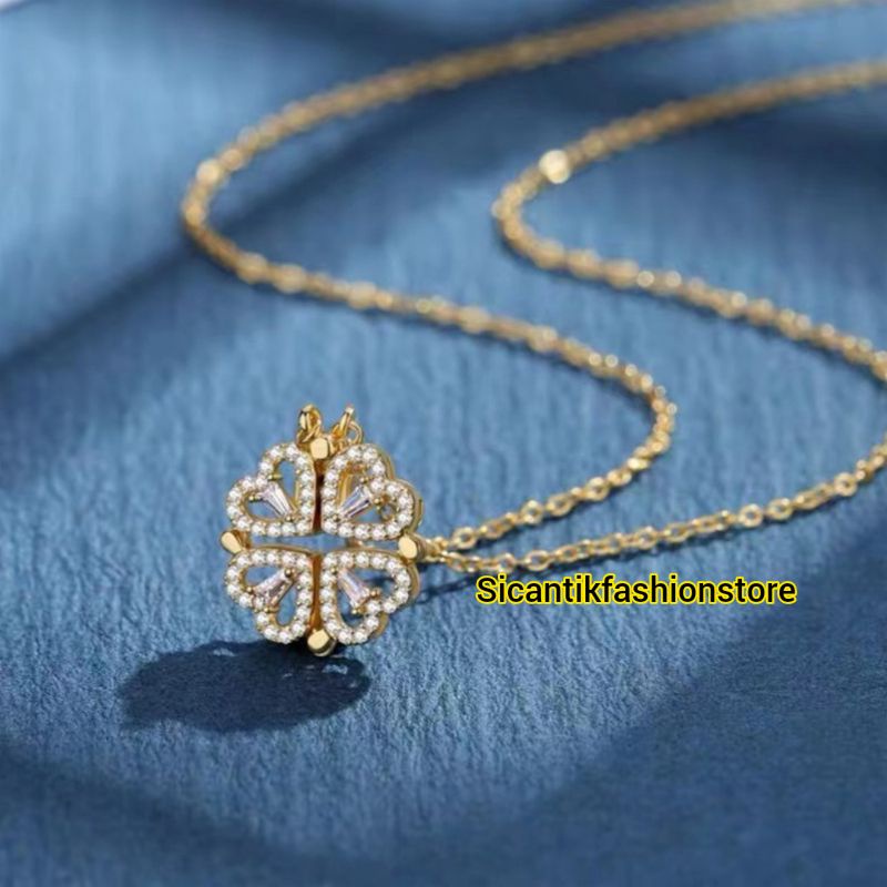 Kalung Titanium Gold Liontin Love 2 Layer Terbaru Terlaris Anti Karat Selamanya Kalung Wanita Korea Liontin Love Gold 2 Layer Fashion Wanita K5 Gold Liontin Love