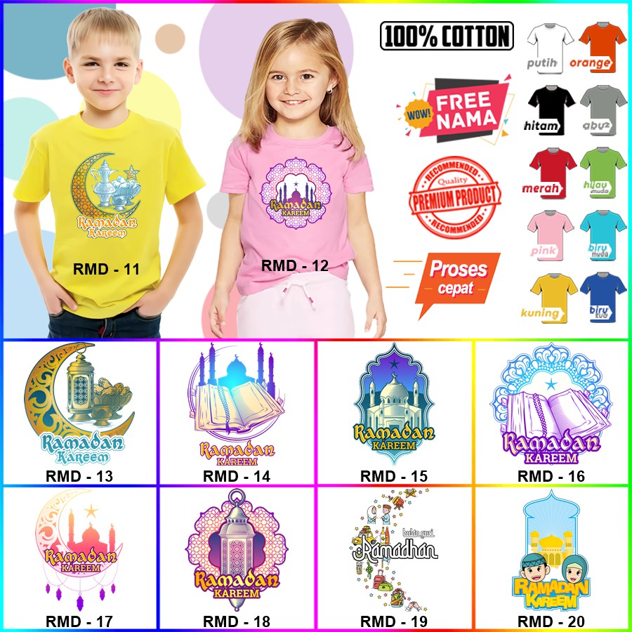 Baju Kaos ANAK DAN DEWASA RAMADHAN / BULAN PUASA COUPLE (FREE NAMA)