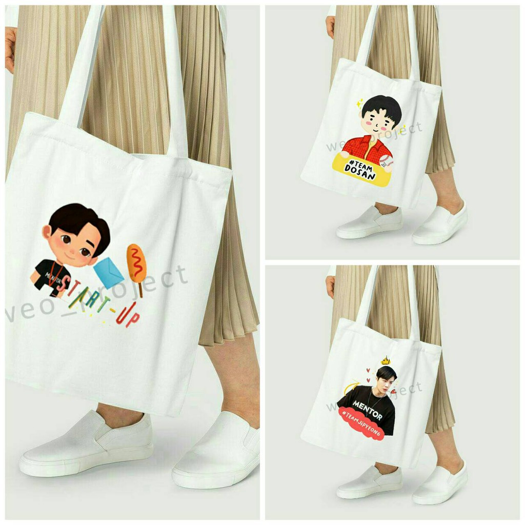 TOTE BAG KANVAS MURAH / TOTE BAG WANITA / TOTE BAG MOTIF START UP KOREA