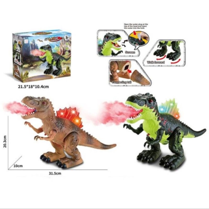 Mainan dinosaurus spray flame sembur asap