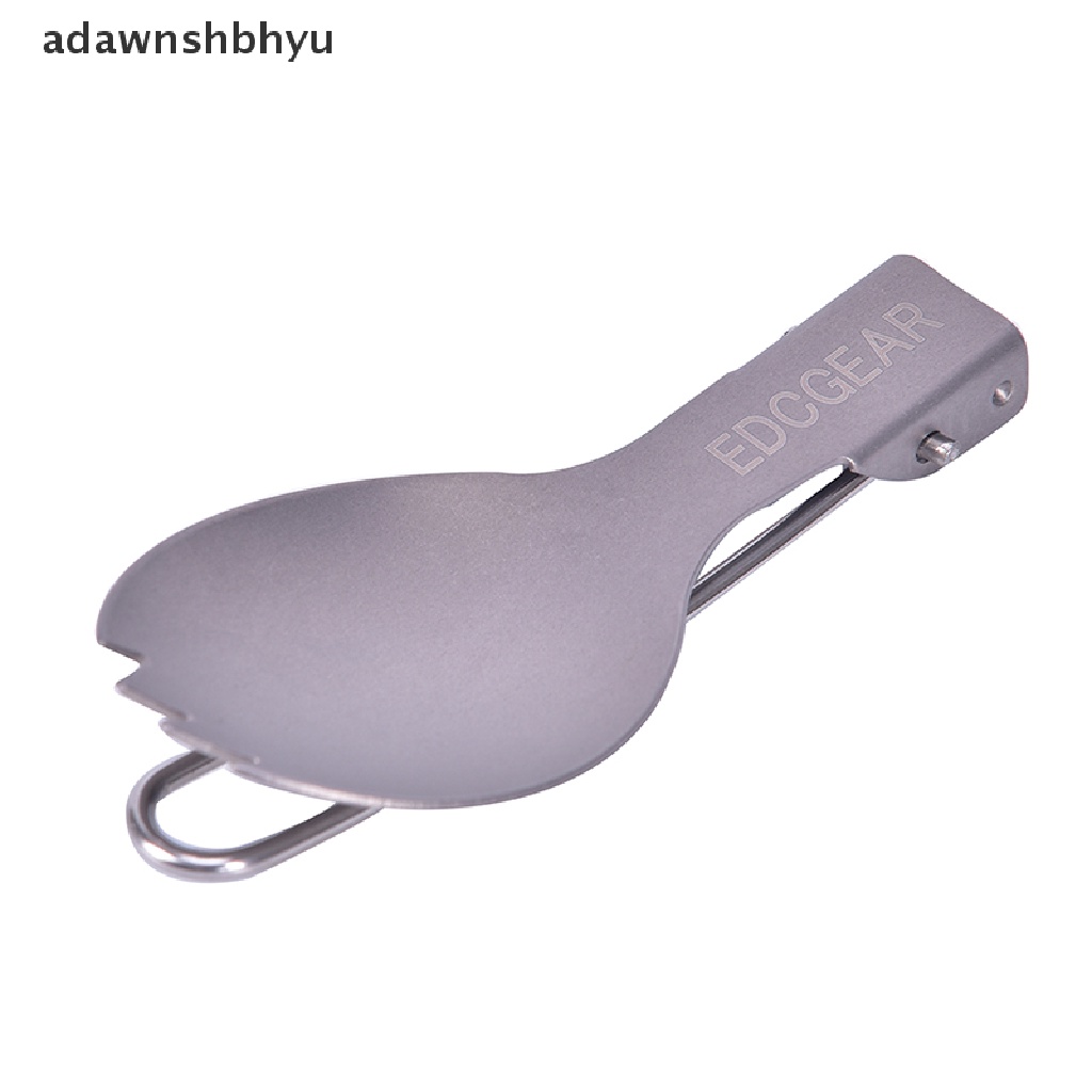 Adawnshbhyu Peralatan Makan Camping Outdoor Titanium Sendok Garpu Lipat Spork Alat Makan