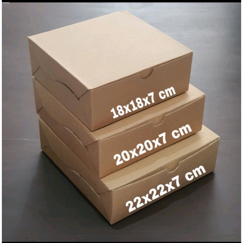 Kotak Nasi / Dus Makan Packing Box Eflute Coklat Kraft Kardus 20x20x7cm