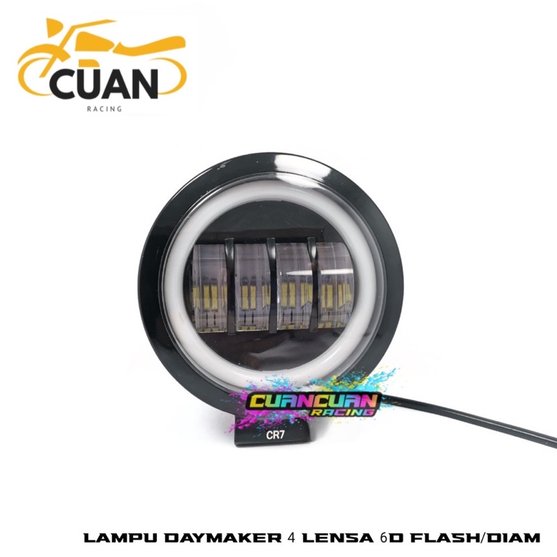 Lampu Tembak sorot 4mata LED - Lampu Tembak Daymaker 4 mata - Kotak Bulat + senja - Diam &amp; Kedip Lensa 4D