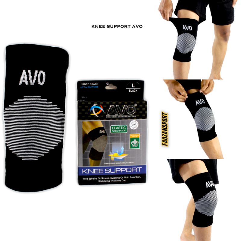 Deker lutut Knee support Avo Knee Brace Kneepad Pelindung Lutut Olahraga Futsal Volly Basket Badminton Original