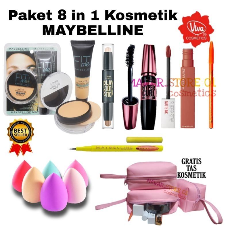 Paket Kosmetik Maybelline Lengkap 8 In 1 / Make Up Paket hemat