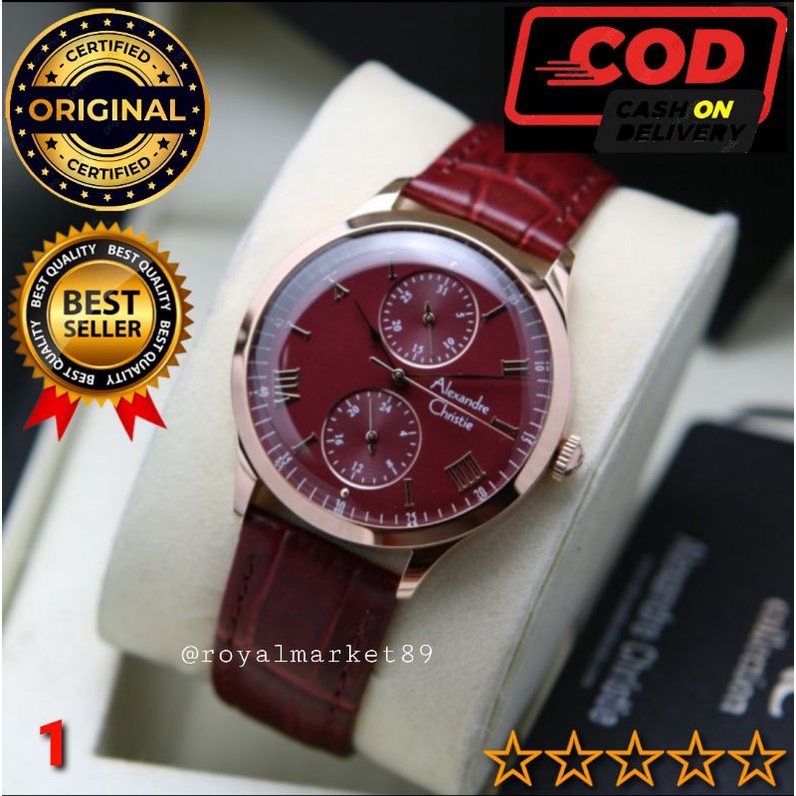 [PILIHAN WARNA GESER FOTONYA] ORIGINAL JAM TANGAN WANITA ALEXANDRE CHRISTIE ANALOG KULIT STRAP CEWEK