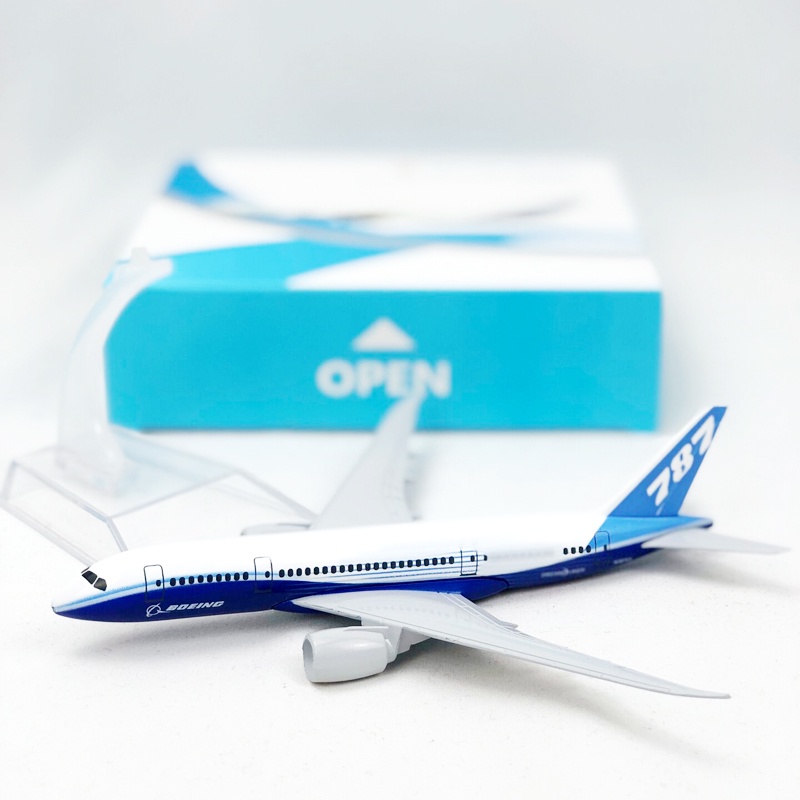 Boeing 787 Model Pesawat Prototype Die-cast Bahan Alloy Ukuran 16CM