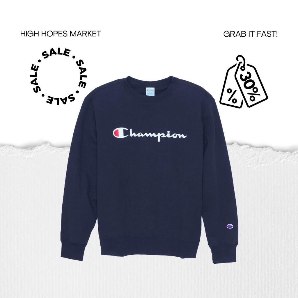 CREWNECK / CN CHAMPION BIG LOGO SCRIPT JAPAN MARKET NAVY  (COD)