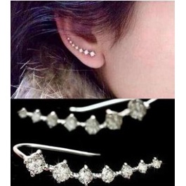 Korea fashion anting-anting deretan 7 berlian rhinestone bertatahkan bintang telinga kancing Eropa d