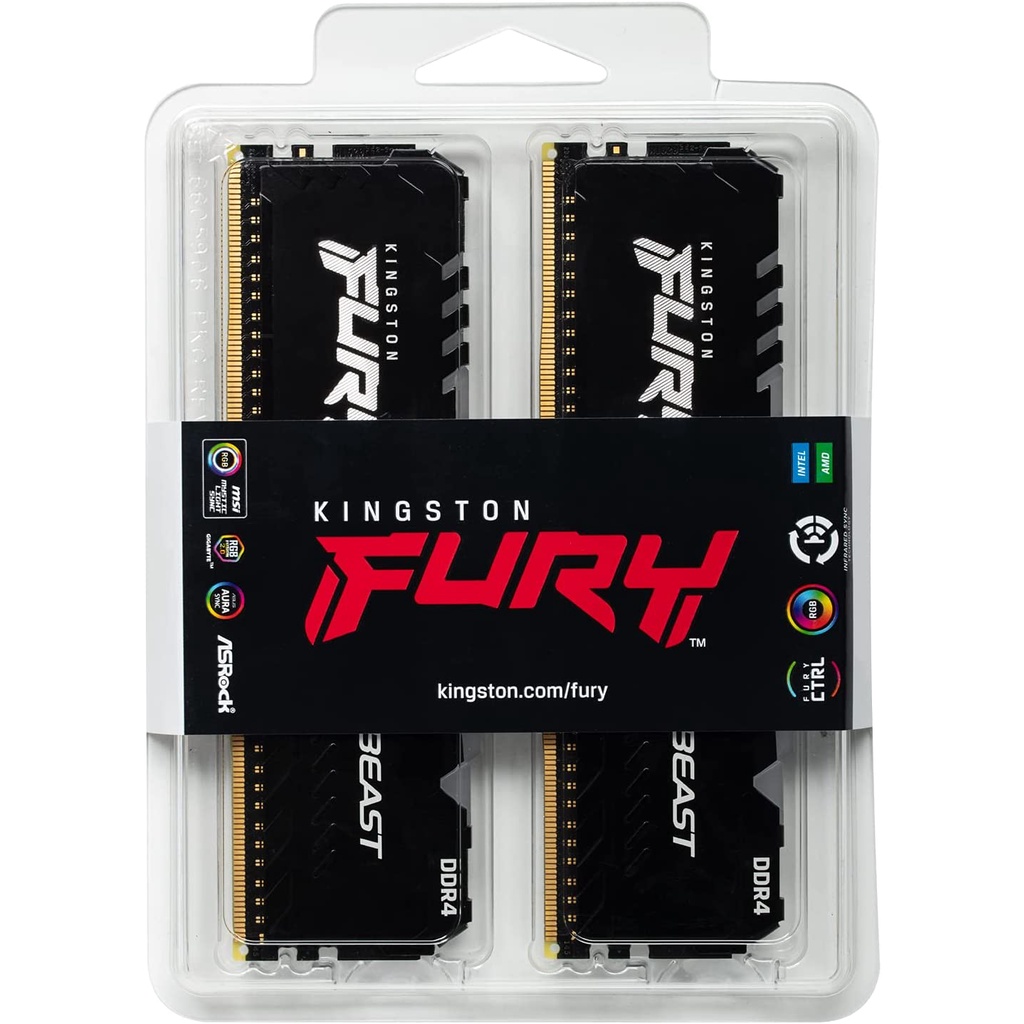 DDR4 KINGSTON FURY BEAST RGB 16GB 2X 8GB 3200MHz KF432C16BBAK2/16