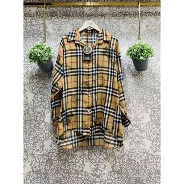 KEMEJA LALUNE MOTIF BURBERRY KOTAK 100% ORIGINAL IMPORT BANGKOK