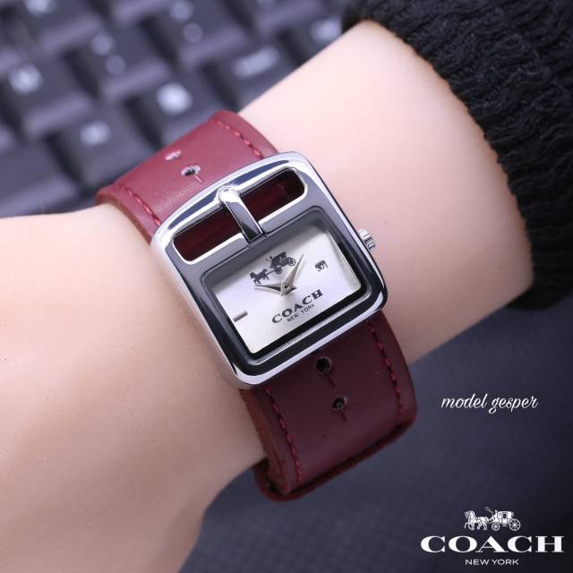 GROSIRAN JAM TANGAN COACH C8702 TL MODEL GESPER TANGGAL AKTIF - JAM TANGAN WANITA INCLUDE BOX