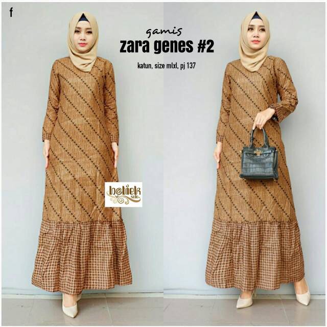 Gamis Genes Sogan Batik Modern Muslim Maxi Pesta Kondangan Seragaman Gamis Batik