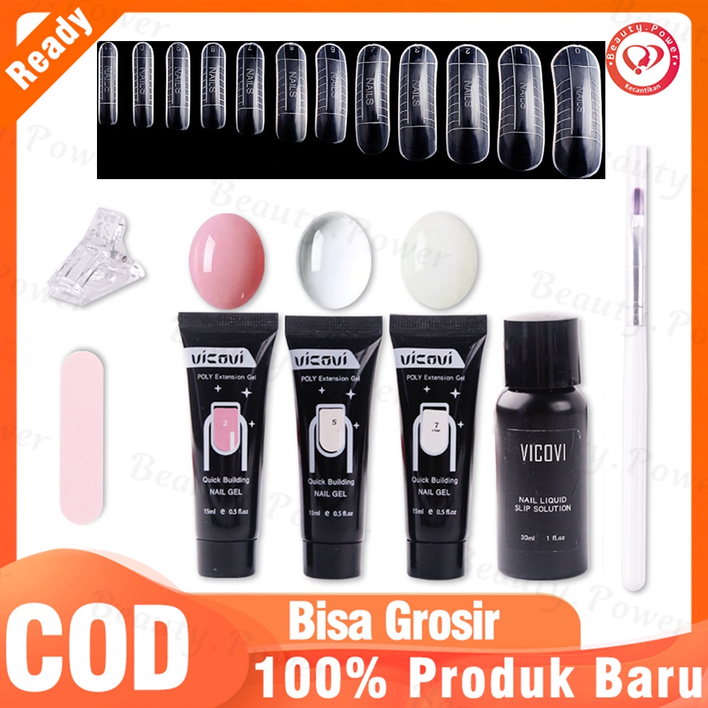 3 Warna Ujung Kuku Prancis Set Alat Manikur DIY Isi 8 Buah/Set, Ujung Kuku Ekstensi Cepat, Kuku Gel Pembangun UV Seni Kuku