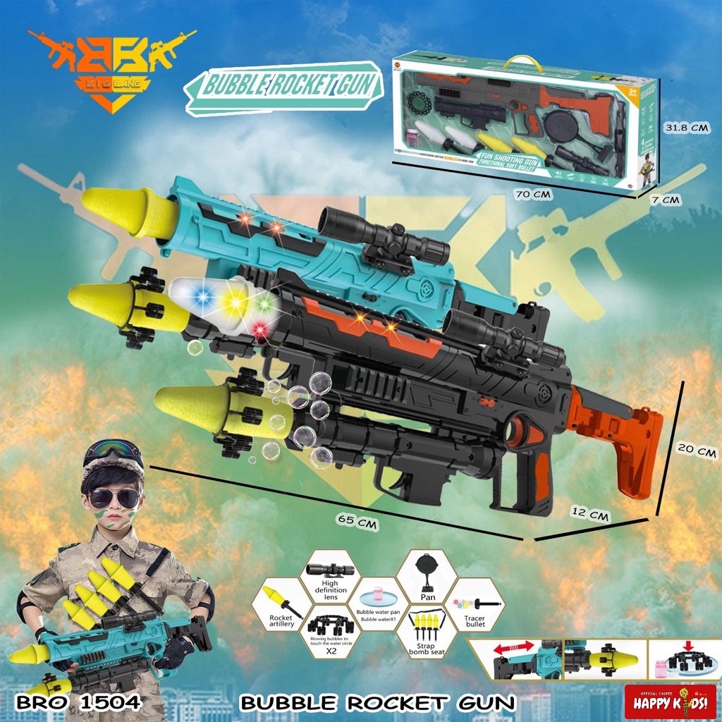 PROMO BUBBLE ROCKET GUN MAINAN BAZOKA PISTOL PISTOLAN TEMBAK TEMBAKAN ROKET BASOKA TENTARA ANAK BIGB
