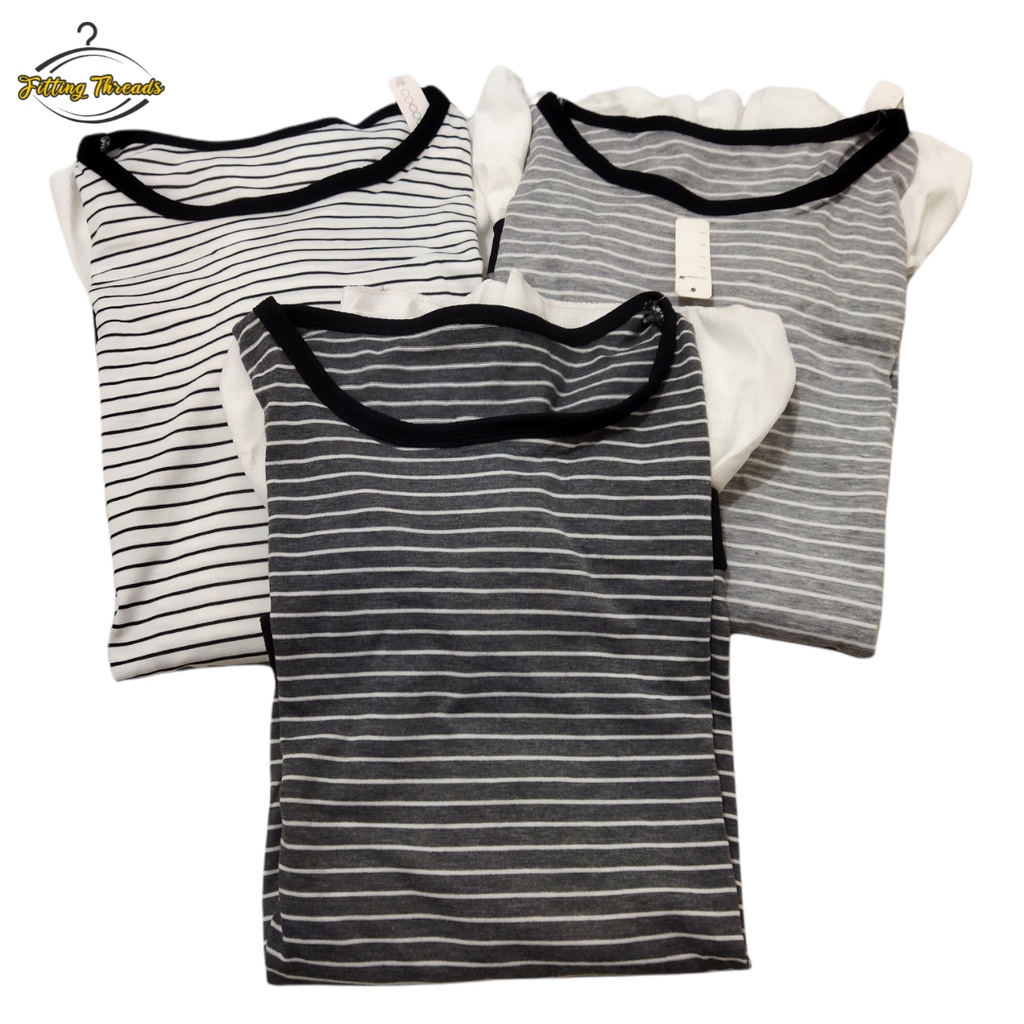 Baju Atasan Blouse Wanita Lengan Panjang / Kaos Salur Blouse Remaja Cewek Motif Salur