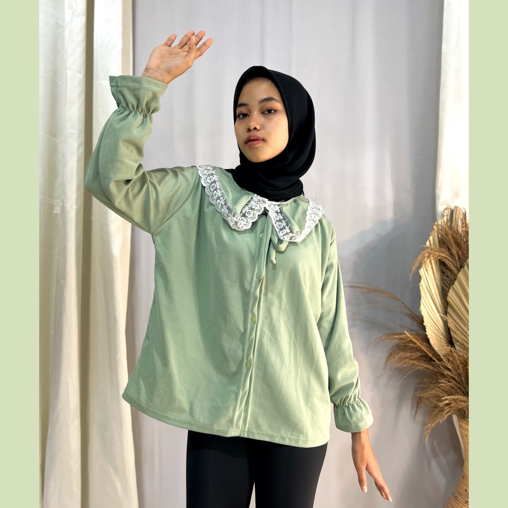 BIANA BLOUSE / KEMEJA BLOUSE RENDA / BLOUSE TANGAN LONCENG / RENDA BLOUSE