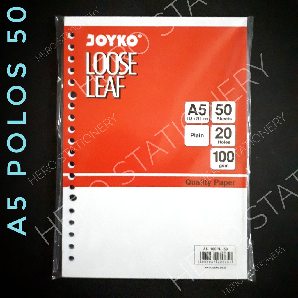 

Kertas isi file loose leaf polos plain joyko A5 50 lembar