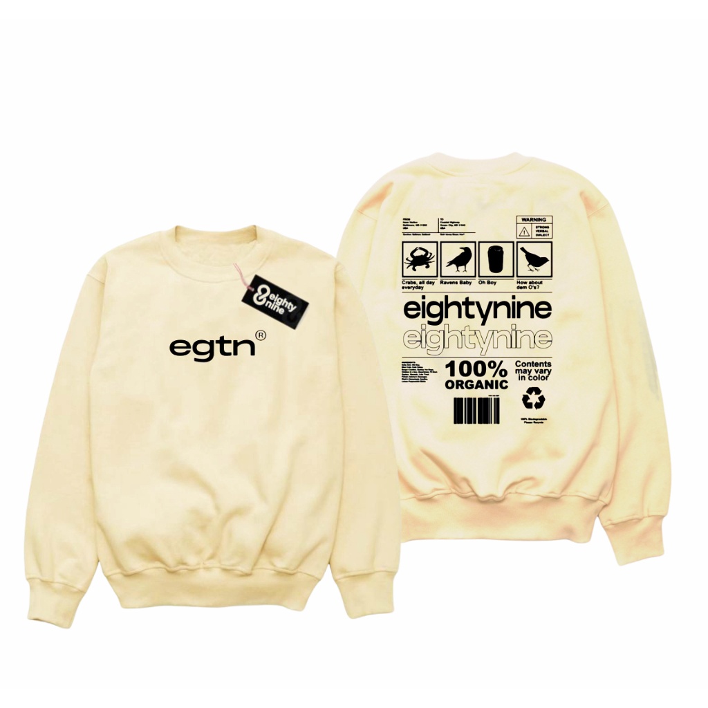 SWEATER CREWNECK PRIA WANITA OVERSIZE EIGHTY NINE WARNA CREAM DEPESSION SWEATSHIRT ORIGINAL SWITER PREMIUM SWETER DISTRO