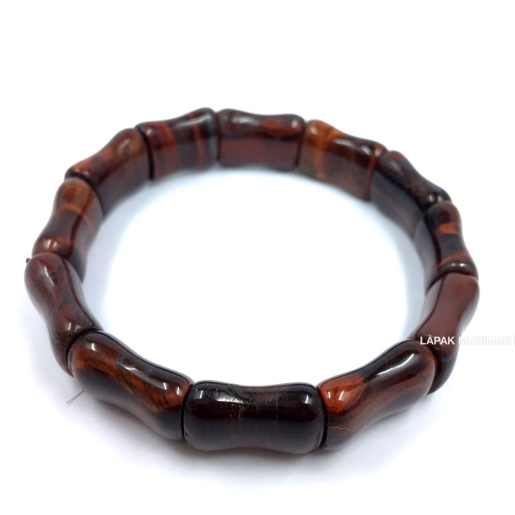 [Bayar di Tempat] GELANG BATU RED TIGER EYE MATA HARIMAU MERAH MODEL BAMBU