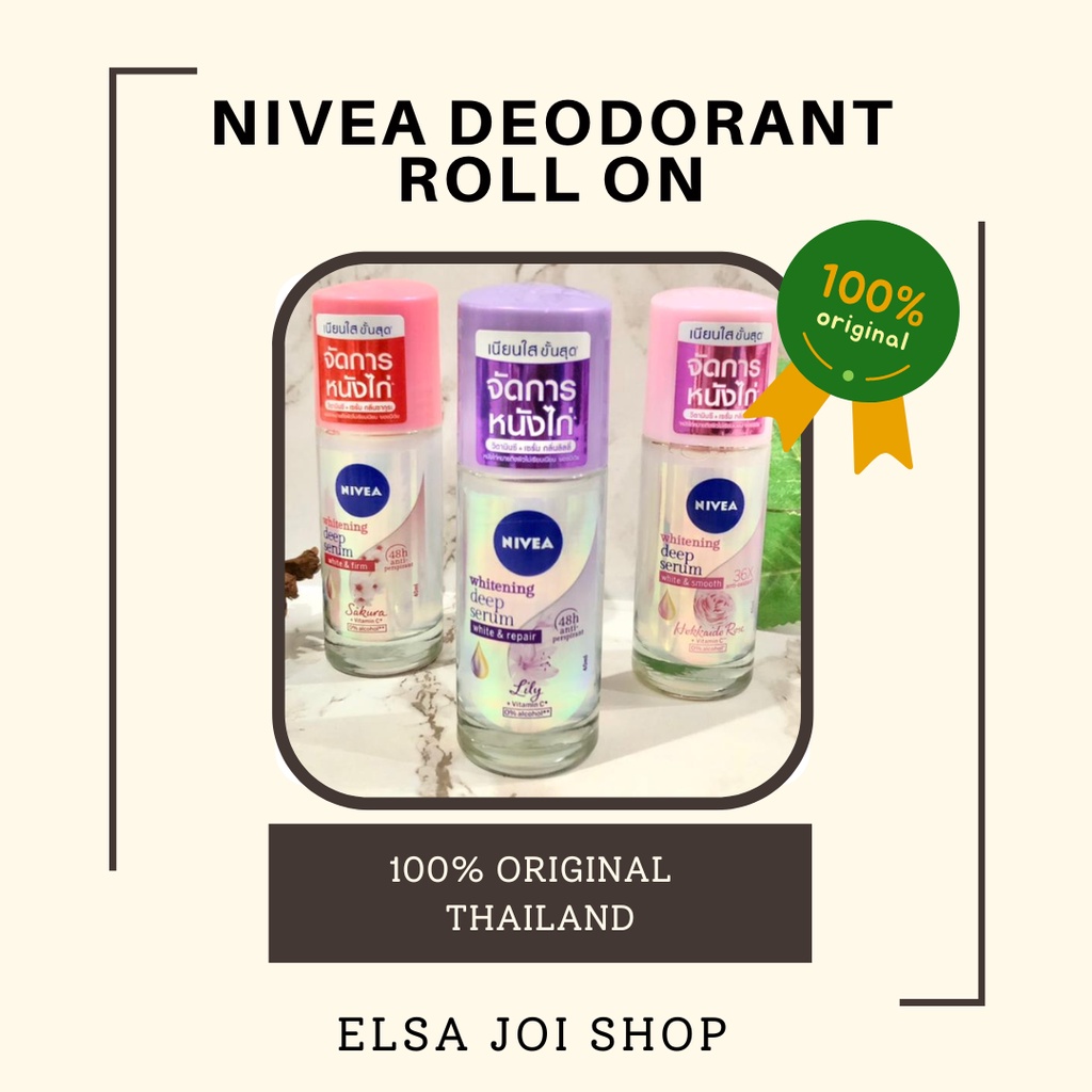 NIVEA WHITENING DEEP SERUM DEODORANT ROLL ON - 40 ML ORIGINAL THAILAND