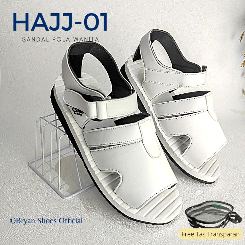 BRYAN Hajj-01 Sepatu Sandal Haji Umroh Putih Gunung 36-40 41 42 43 (Pola Wanita)