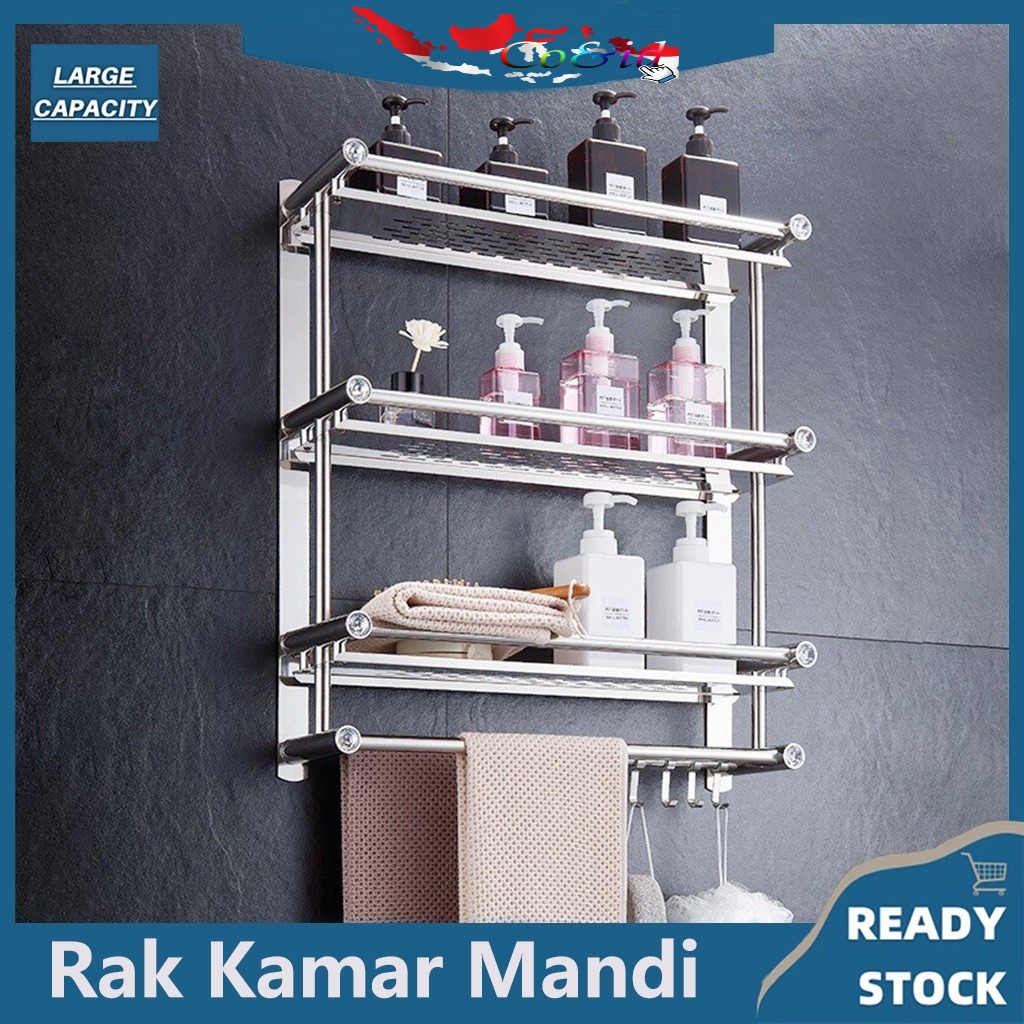 Rak Kamar Mandi Jemuran Handuk Stainless Steel Rak