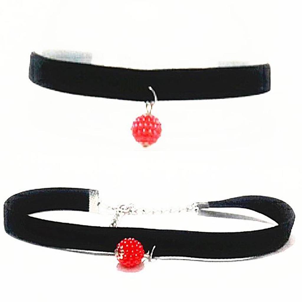 Choker Velvet Necklace Red Berry | Kalung Handmade