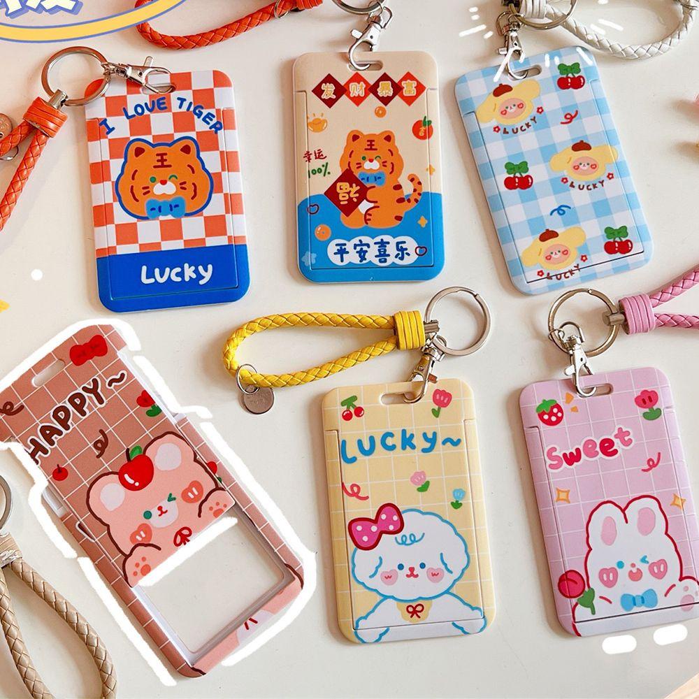 Needway Wanita Gantungan Kunci Lucu Unik Kepribadian Slide Cover Kartu Akses Case Pelindung Desain Kartun Hadiah Anak Bunny Key Ring Ornaments