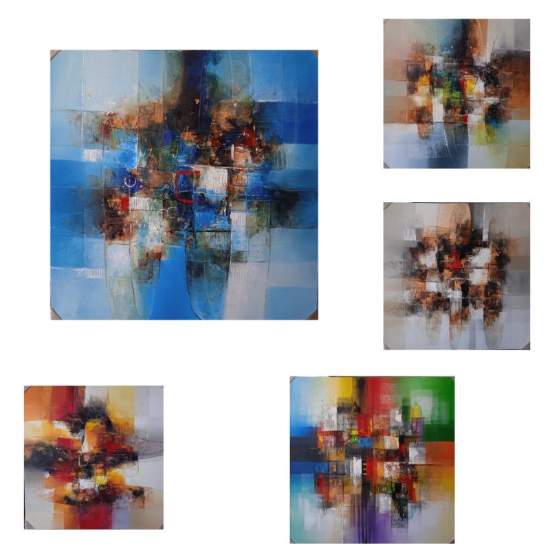 Lukisan abstrak lembaran harmoni warna Bali