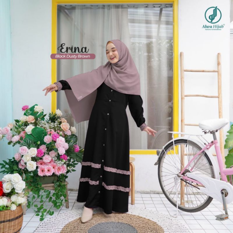READY STOK STOCK GAMIS POLOS KOMBINASI SYARI SYAR'I MURAH GAMIS ALWA GAMIS ERINA BY ALWA HIJAB