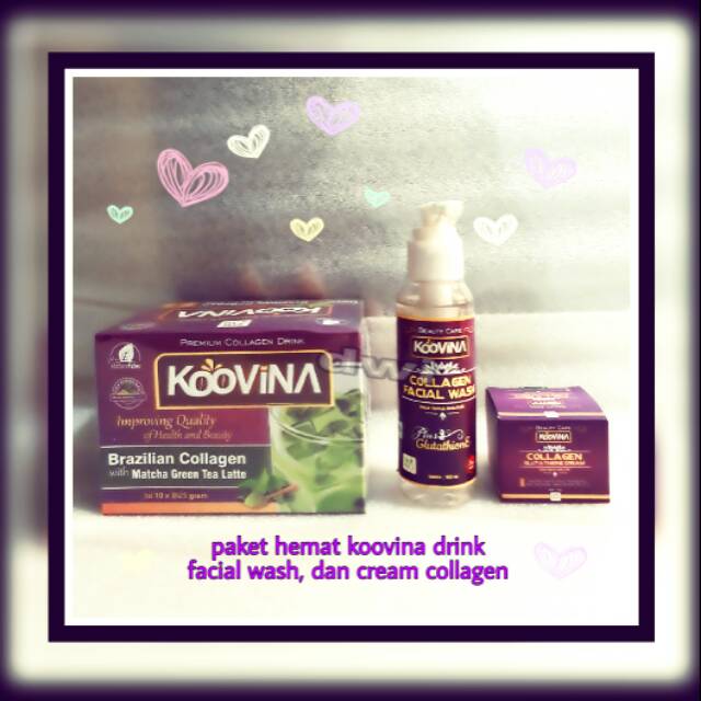 PAKET HEMAT KOOVINA BRAZILLIAN  COLLAGEN , FACIAL WASH DAN BEAUTYCARE CREAM