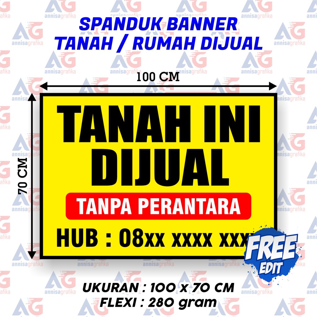 Jual SPANDUK / BANNER RUMAH / TANAH DIJUAL 100x70 CM | Shopee Indonesia