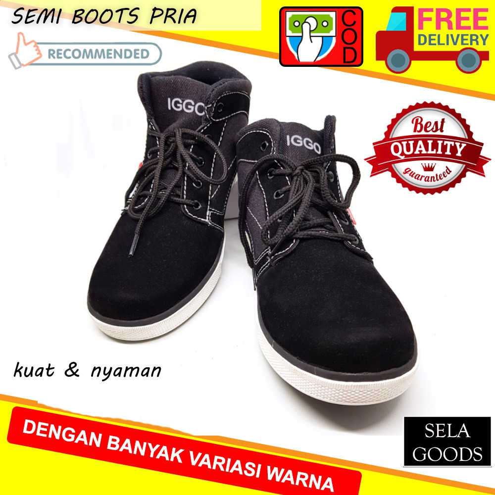 IGGO SEPATU BOOTS PRIA CASUAL (HITAM) / SEPATU BOOTS KLASIK GRATIS ONGKIR
