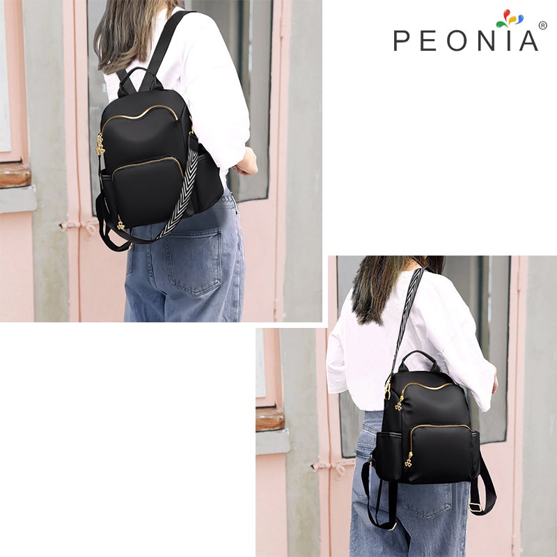 Peonia PNA YOOMI Water Resistant Ransel Korea Tas Wanita Punggung Design Anti Maling Import Kantor Kerja Sekolah Kuliah Outdoor Trendy Fashion Style Travel Casual Backpack Anak Remaja Perempuan Selempang Cewek Bag-3