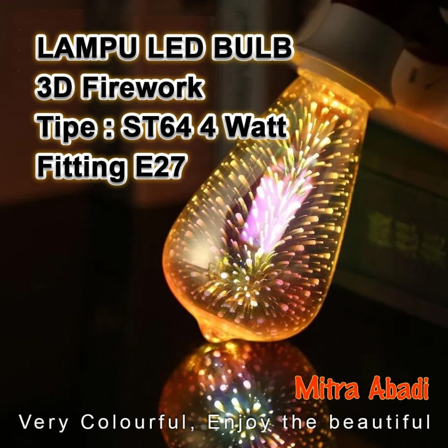 Lampu Bulb LED Edison 3D Firework Vintage ST64 4 Watt/4W Fitting E27