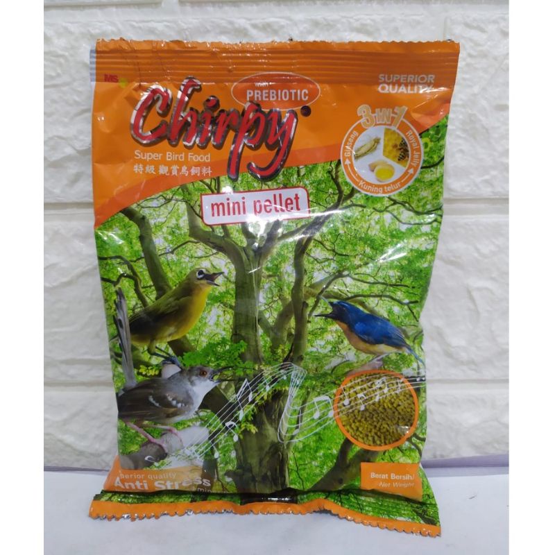 Pakan burung chirpy mini pelet 200g
