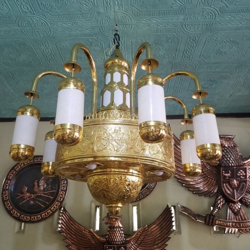 Lampu Gantung 1 Meter-Lampu Mushola-Lampu Kuningan-Lampu Hias Bagus-Lampu Nabawi-Replika Lampu Nabaw