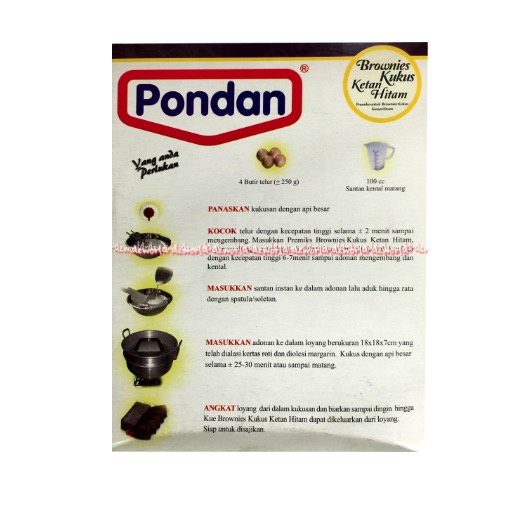 Pondan Brownies Kukus Ketan Hitam 400gr Tepung Instan Membuat Bronis Premiks Brownies Cake Mix Premix Powder