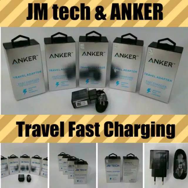 Charger JM TECH & ANKER travel adapter fast charger USB original to cable