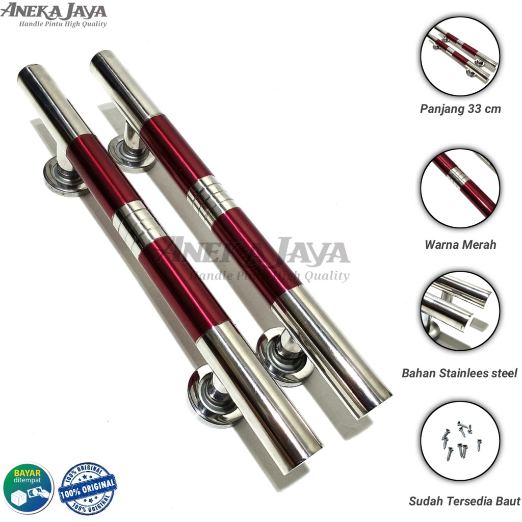 Satu set handle kunci pintu rumah 33 cm murah minimalis tarikan pintu pull stainless gagang pintu