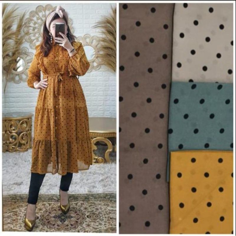 tunik ceruty/tunik meijiwang/tunik polka/korean look/dress import