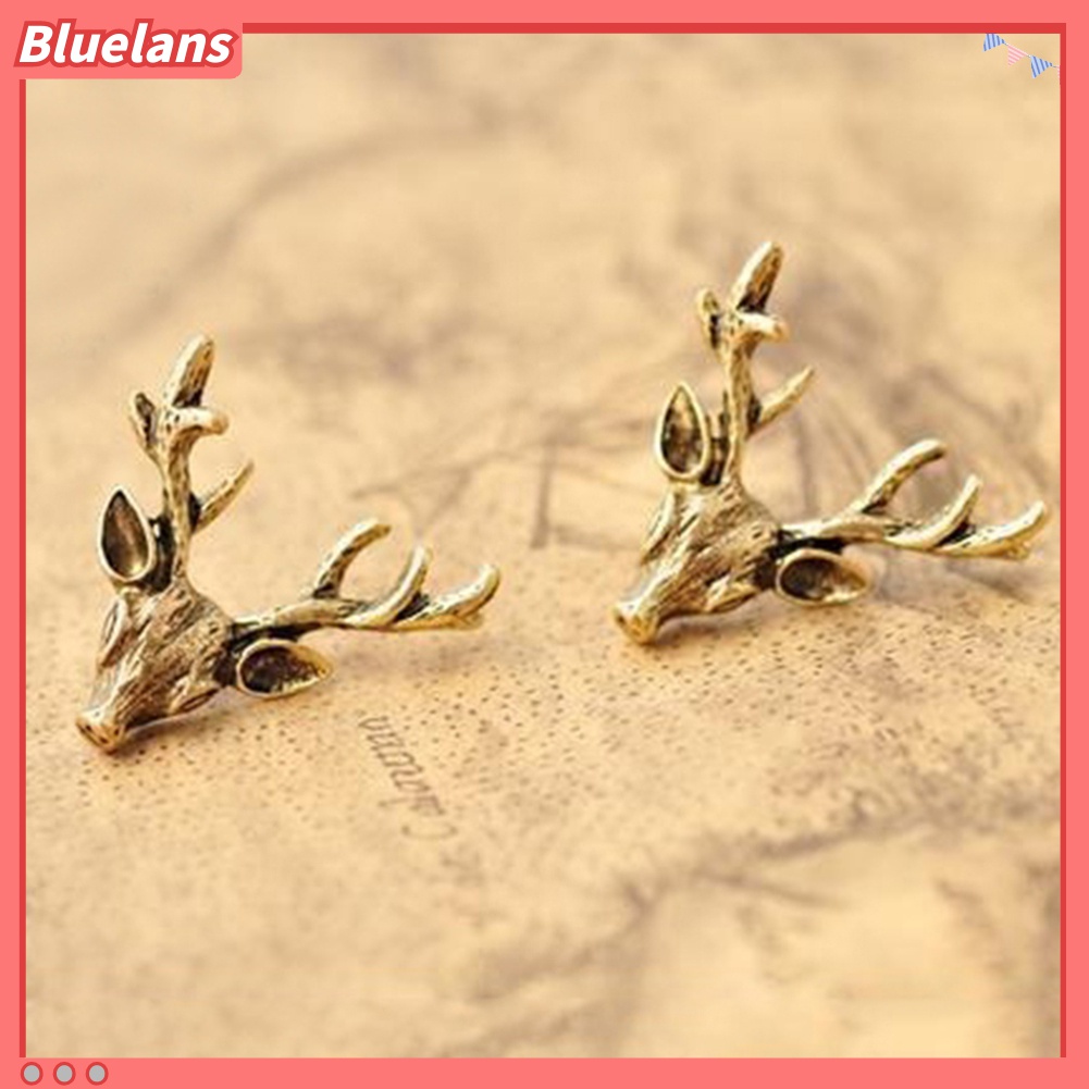 Bluelans Anting Stud Bentuk Rusa Gaya Punk Hip-Hop Retro Untuk Wanita