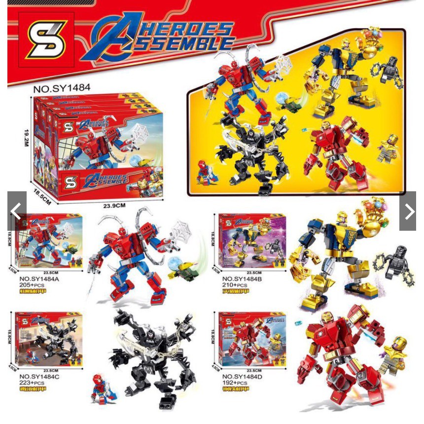 Brick Sy 1484 Spiderman Mysterio Ironman Thanos Venom Lego Avangers 4Pcs Lego Premium -ORIGINAL