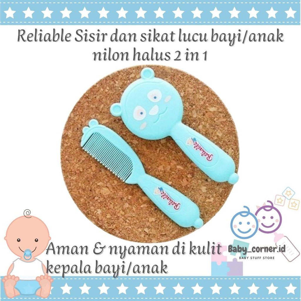 RELIABLE sisir dan sikat| brush &amp; comb lucu bayi anak nilon halus 2 in 1