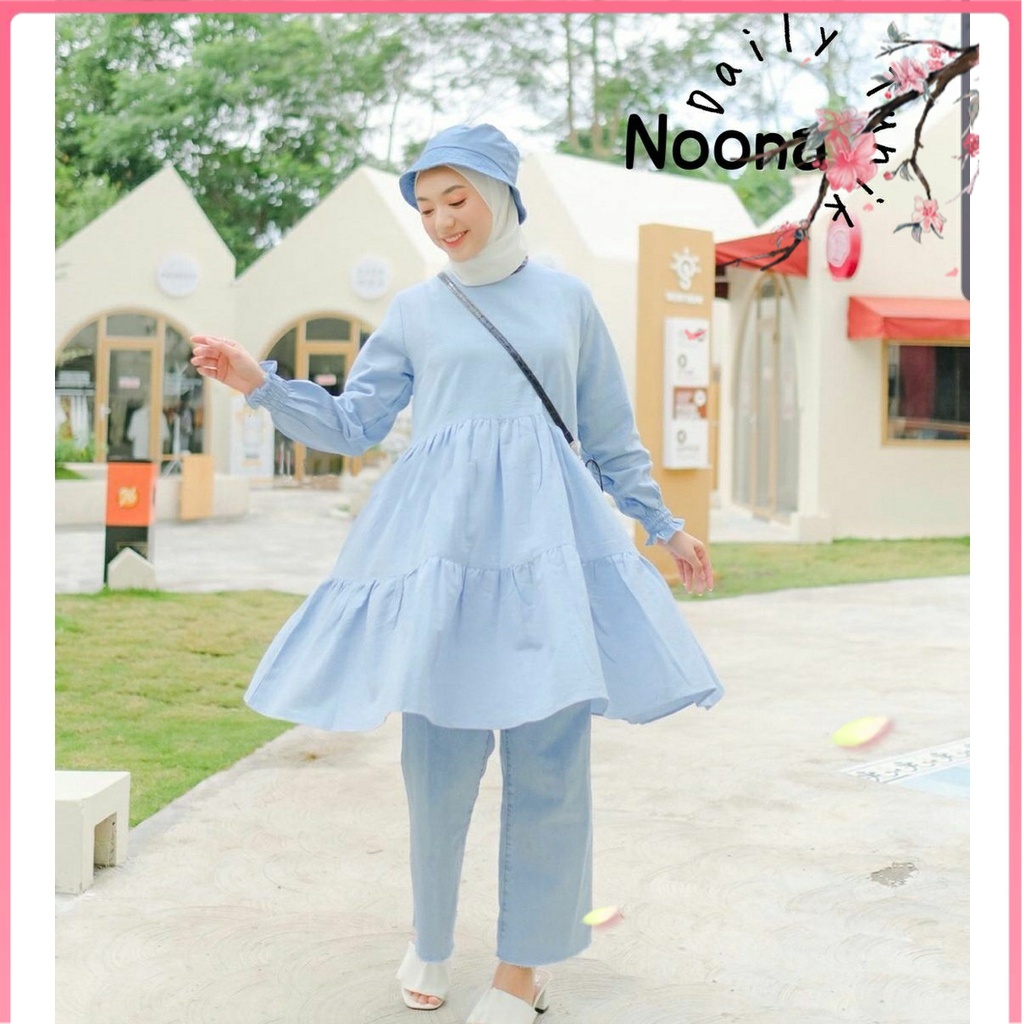 Gamis Dress Tunik Gamis terbaru 2022 Baju Lebaran Pakaian Wanita Daily Tunik Noona Midi Tunik Rempel Basic Polos Jumbo Big size