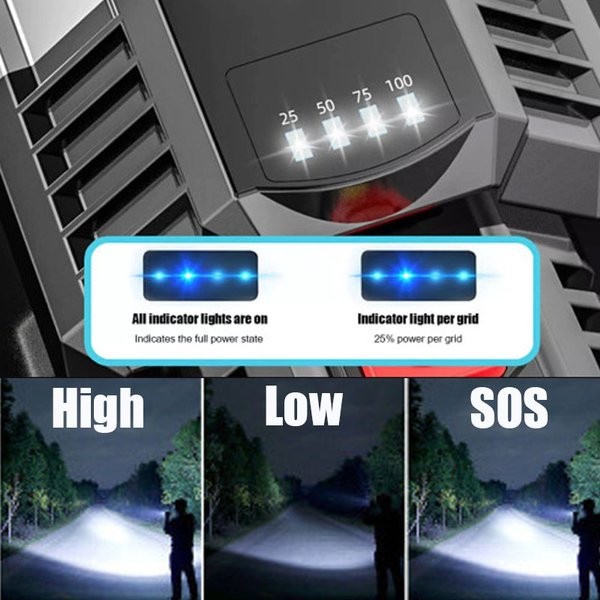 Senter 5LED Super Terang Jarak Jauh + P900 COB Emergency/Camping light - Senter 5 Mata