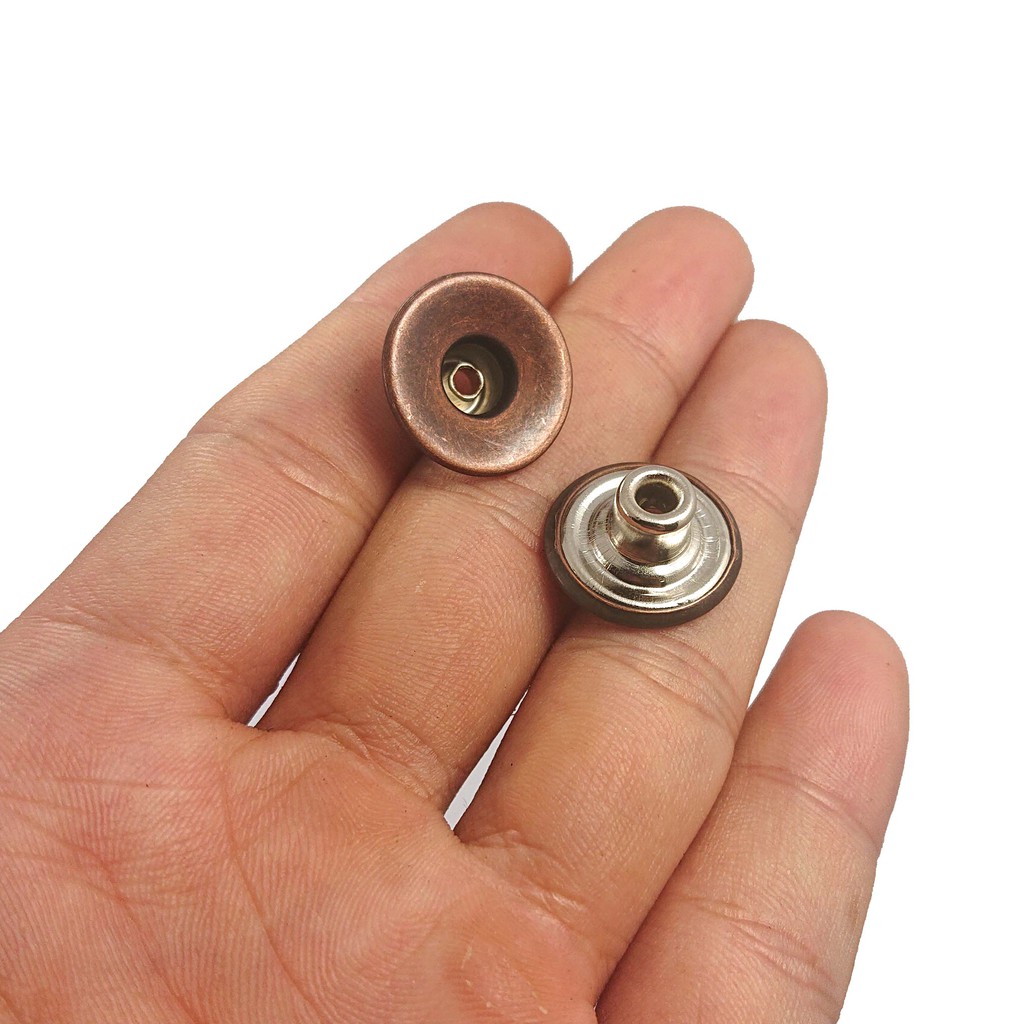 KANCING JEANS PATEN BOLONG CEKUNG 17 MM PER 12 PCS WARNA ANTIQUE COPPER