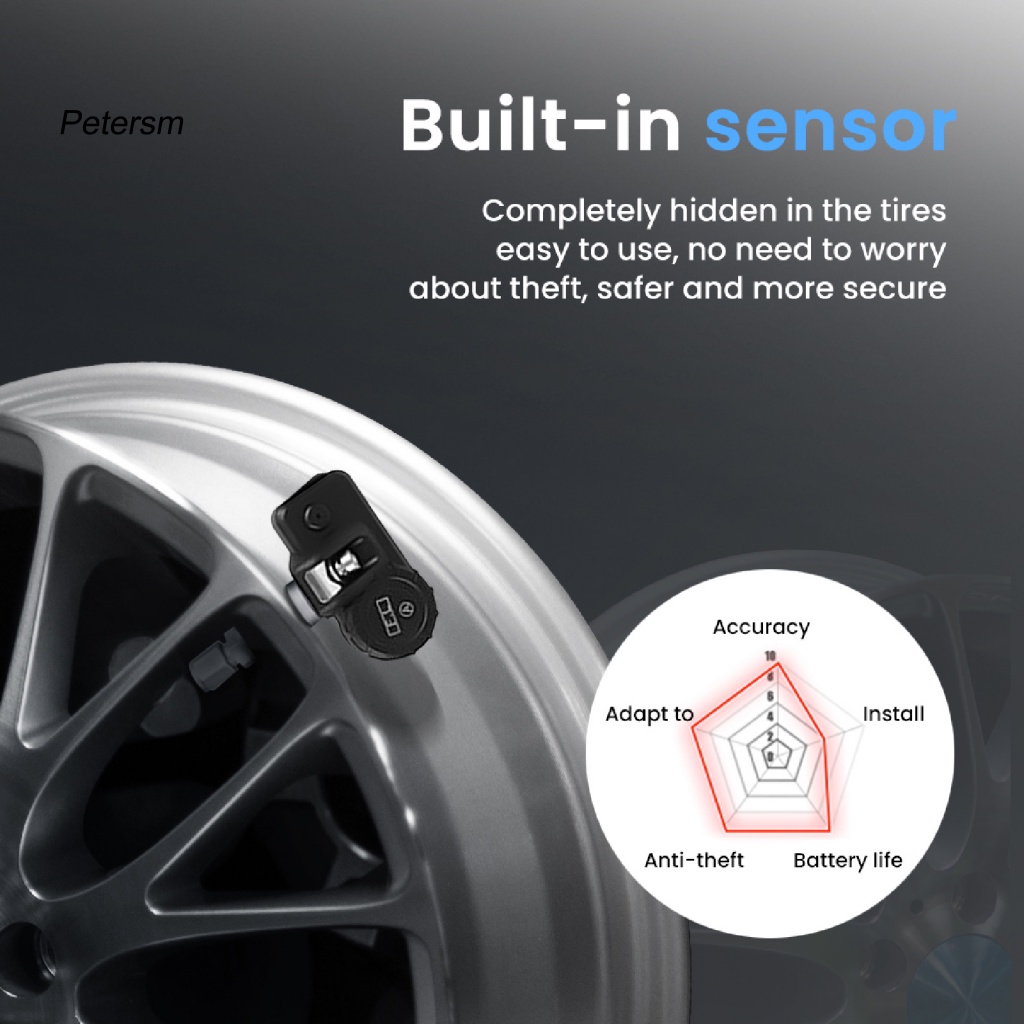 Pp 1 Set TPMS Alat Monitor Pengatur Tekanan Angin Ban Mobil Tanpa Kabel Instalasi Mudah